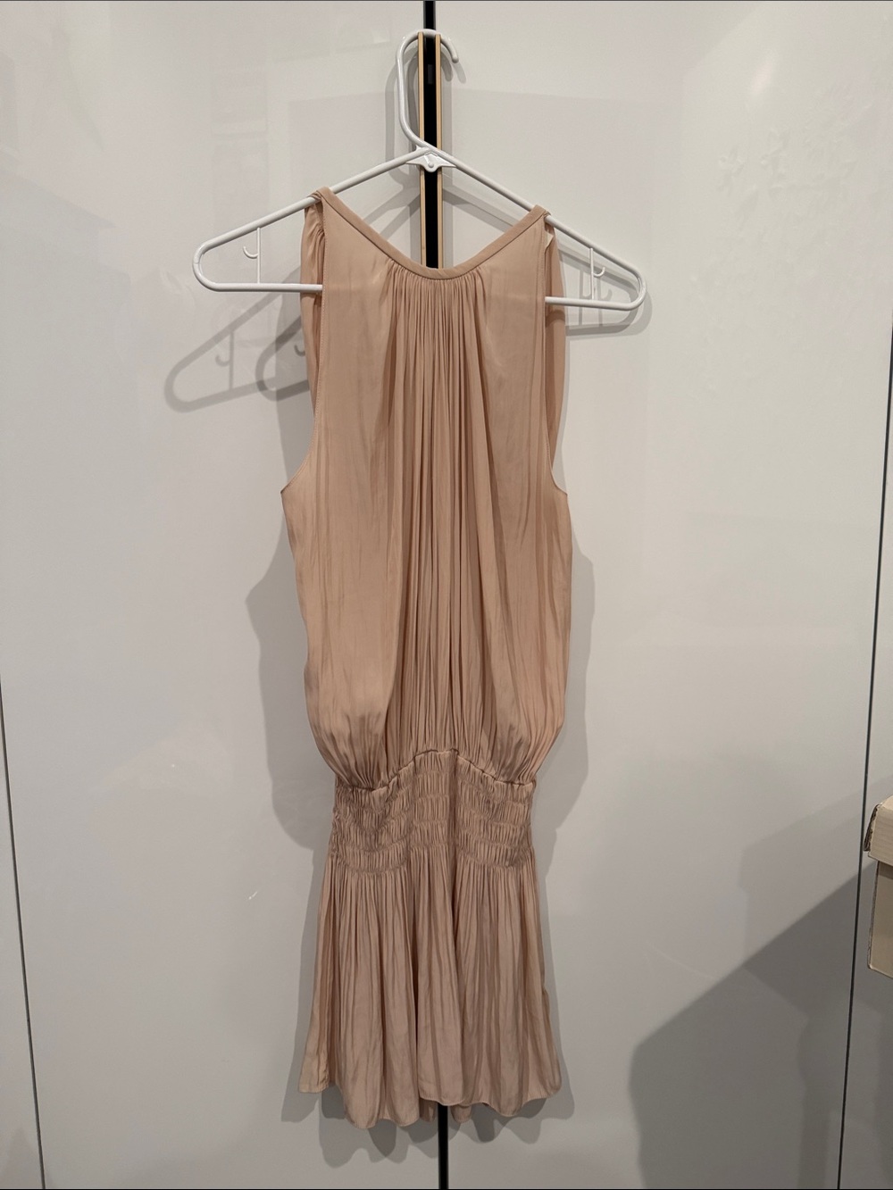 Ramy Brook Blush Tan Pleated Mini Dress